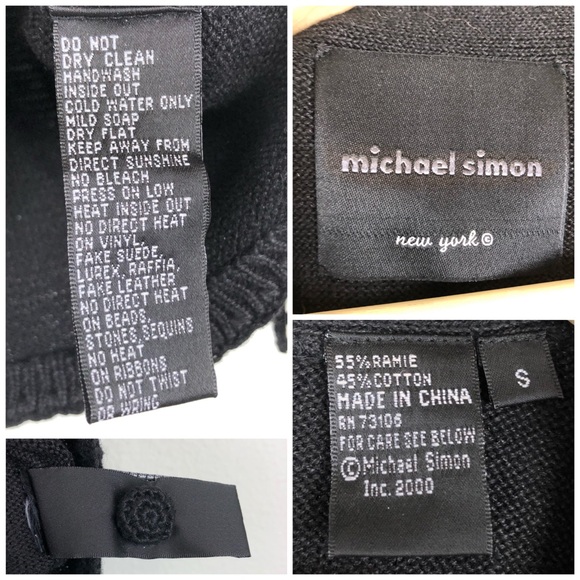 Michael Simon Black V-Neck Sweater with Colorful Embroidery - Picture 9 of 9